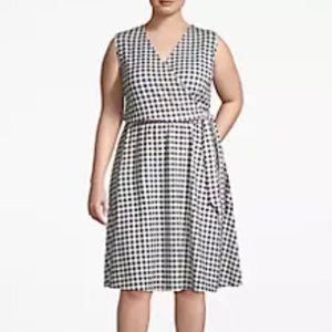 Lane Bryant Textured Faux Wrap Dress 18/20 & 14/16 Blue and White Gingham NEW